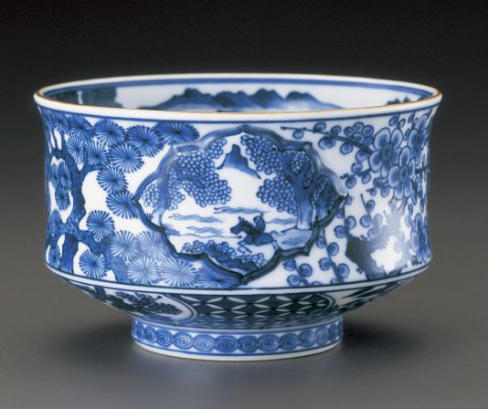 祥瑞山水松竹梅ノ図茶碗