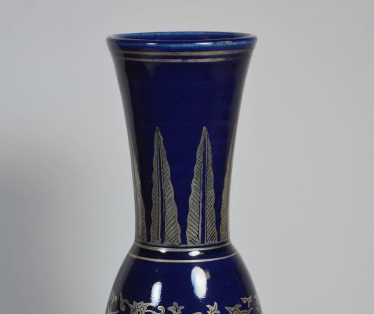 瑠璃銀蘭手 花瓶